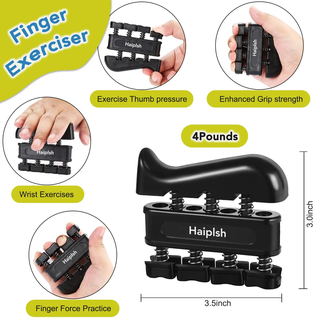 5-Pack Grip Trainer Kit: Finger/Hand Exercisers, Hand Gripper, Stress Ball & Forearm Ring for Muscle Build & Injury Recov
