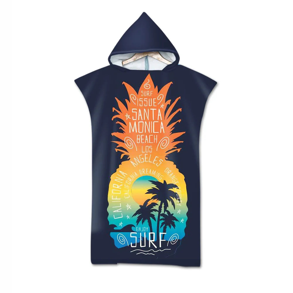 Printed Palm tree Microfiber Fabric Adult Bath Towels Beach Towel Changing Bathrobe Cloaks Hooded Swimming Gym Fitness Towels
