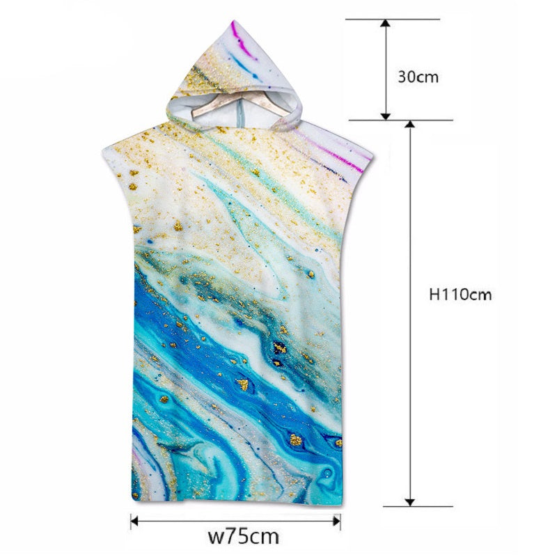 Printed Palm tree Microfiber Fabric Adult Bath Towels Beach Towel Changing Bathrobe Cloaks Hooded Swimming Gym Fitness Towels