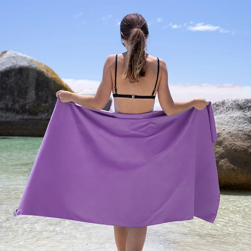 Quick Drying Bath Towel Absorbent Velvet Sides Soft Sport Antibacterial Tourist Fitness Gym Beach Swimming Towels