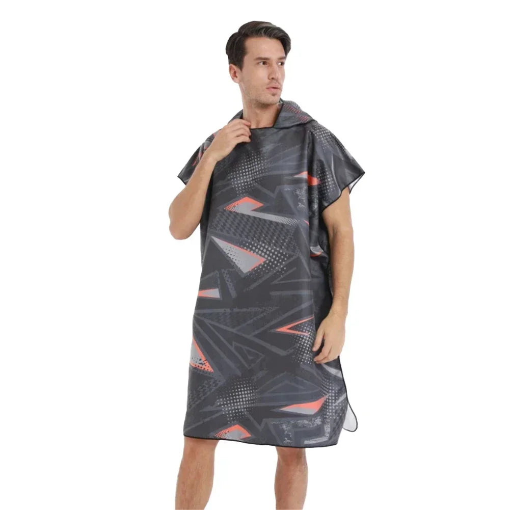Microfiber Fabric Printed Hooded Beach Towel For Adults Quick Dry Swimming Pool Poncho Bath Towel With Cloak Bathrobe Fitness