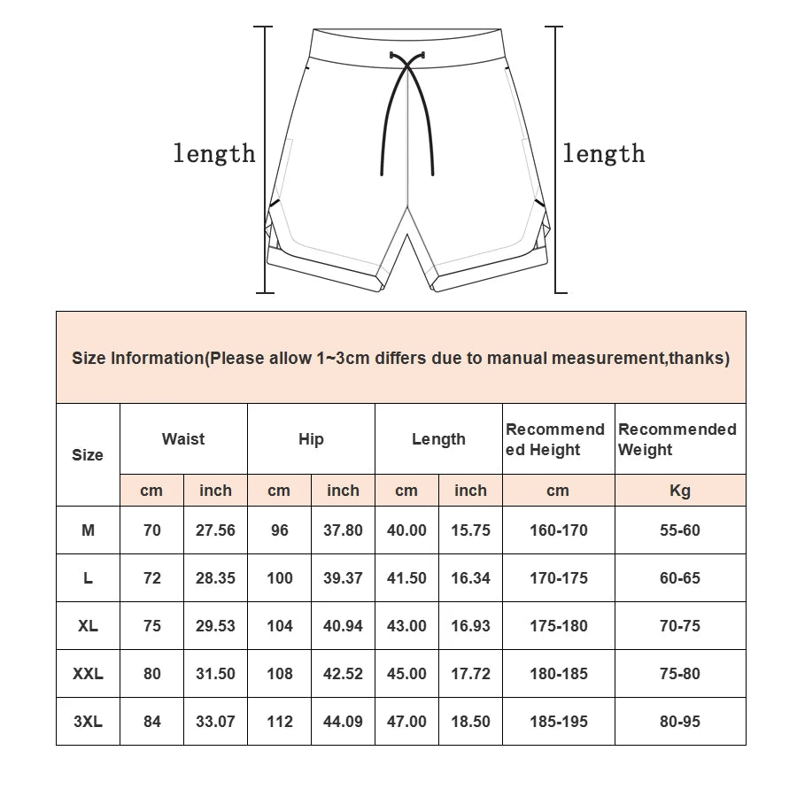 Running Shorts Men 2 In 1 Quick Dry Gym Workout
