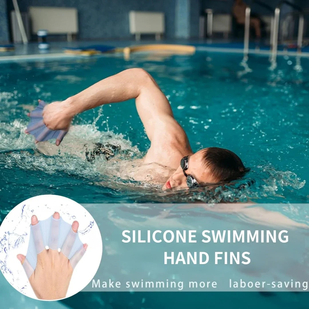 1 Pair Silicone Swimming Gloves Swim Fins Hand Webbed Palm Finger Frog Type Webbed Aquatic Training Water Resistance Fitness