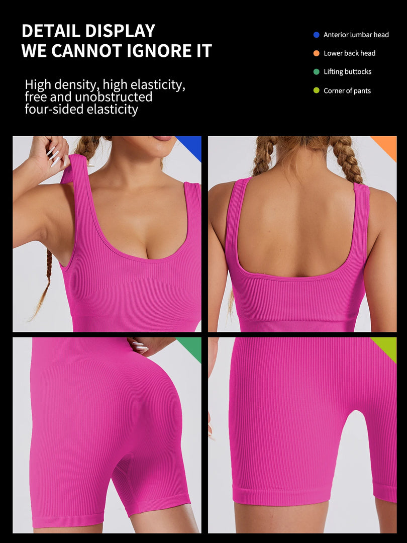 Women's sexy threaded yoga suit jumpsuit sleeveless high elasticity
