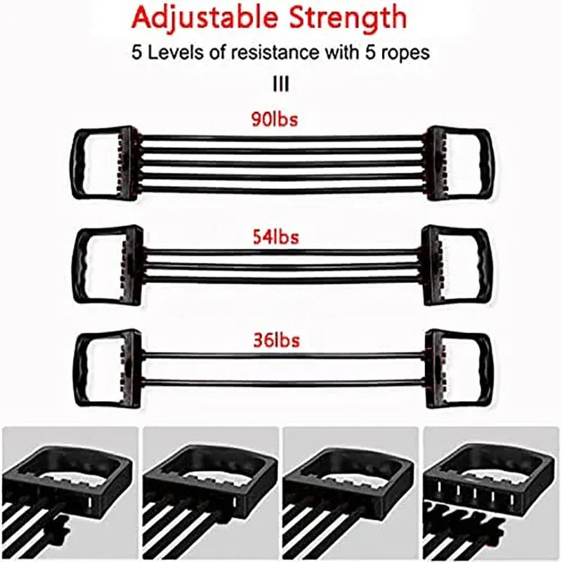 Full Body Workout Set Chest Expander with 5 Removable Resistance Bands