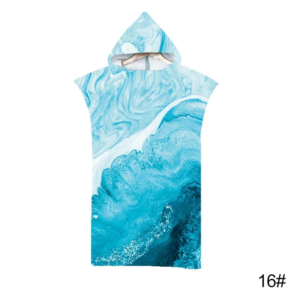 Microfiber Fabric Printed Hooded Beach Towel For Adults Quick Dry Swimming Pool Poncho Bath Towel With Cloak Bathrobe Fitness