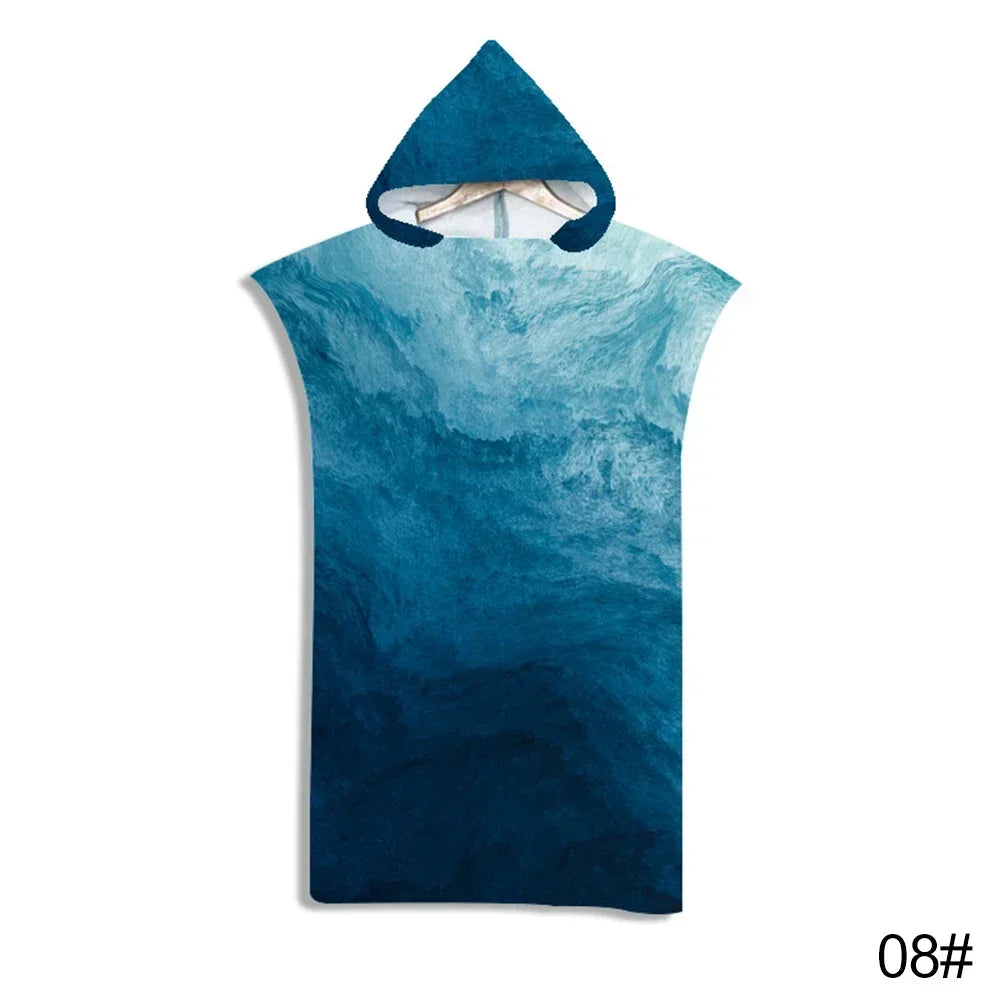 Microfiber Fabric Printed Hooded Beach Towel For Adults Quick Dry Swimming Pool Poncho Bath Towel With Cloak Bathrobe Fitness