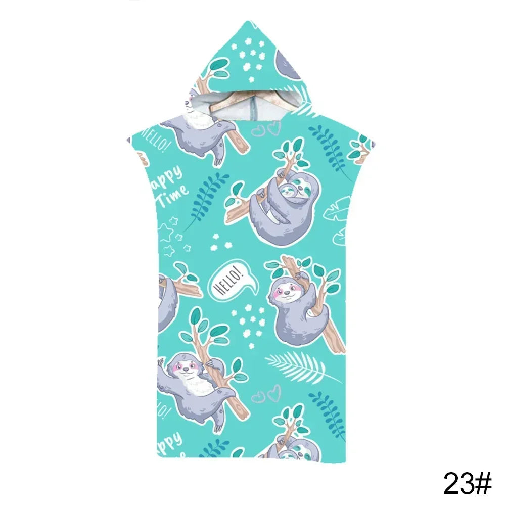 Microfiber Fabric Printed Hooded Beach Towel For Adults Quick Dry Swimming Pool Poncho Bath Towel With Cloak Bathrobe Fitness