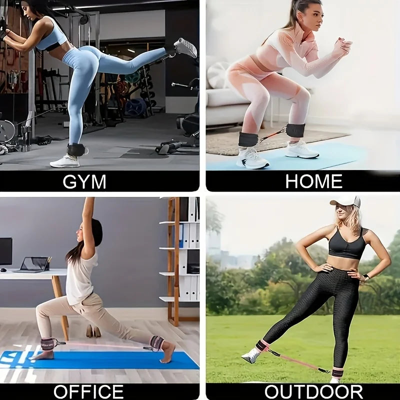 5Pcs Ankle Resistance Bands,Ankle Resistance Bands with Ankle Straps,Fitness Tension Rope,For Leg&Hip Training,Muscle Building,Yoga,Pilates Training