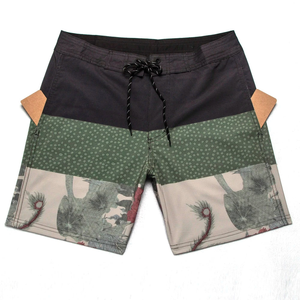 High Quality Summer Fashion Floral Retro Men's Surf Swim Boardshorts Stretch Quick-dry Waterproof Fitness Running Sport Trunks