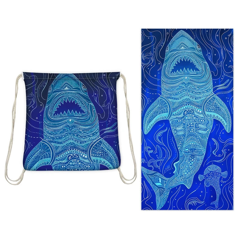 Large Microfiber Lightweight Beach Towel Portable Storage Backpack Sports and Fitness Printed Towel Bath Toweldropshipping drops
