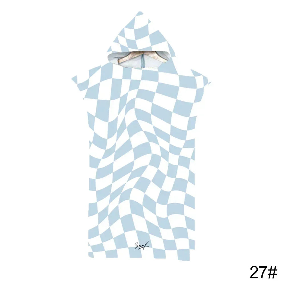 Microfiber Fabric Printed Hooded Beach Towel For Adults Quick Dry Swimming Pool Poncho Bath Towel With Cloak Bathrobe Fitness