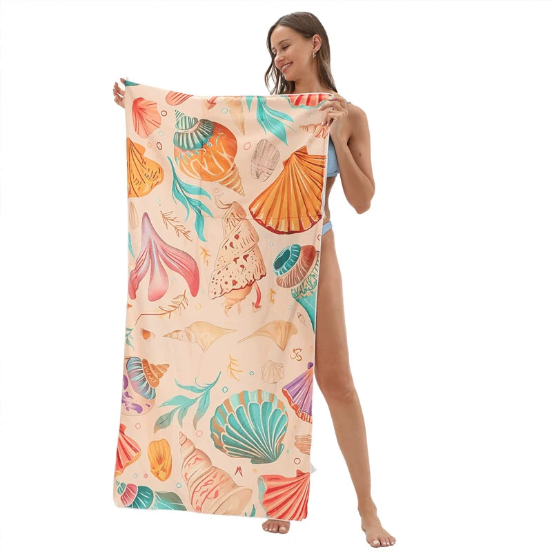 Large Microfiber Lightweight Beach Towel Portable Storage Backpack Sports and Fitness Printed Towel Bath Toweldropshipping drops