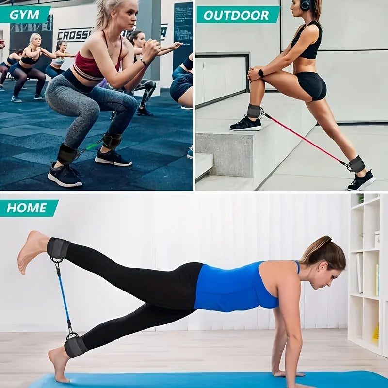 5Pcs Ankle Resistance Bands,Ankle Resistance Bands with Ankle Straps,Fitness Tension Rope,For Leg&Hip Training,Muscle Building,Yoga,Pilates Training