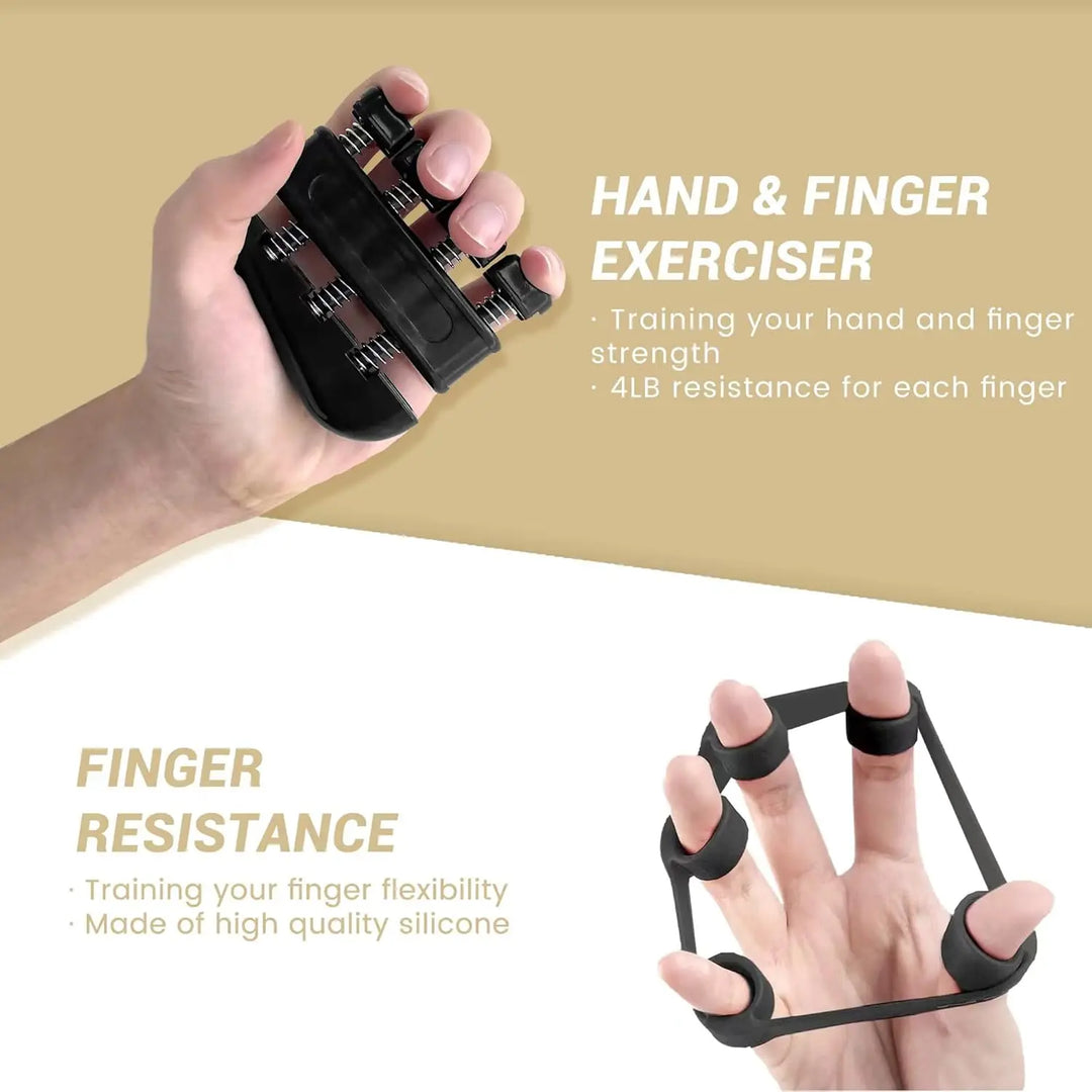 5-Pack Grip Trainer Kit: Finger/Hand Exercisers, Hand Gripper, Stress Ball & Forearm Ring for Muscle Build & Injury Recov