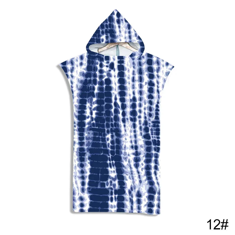 Microfiber Fabric Printed Hooded Beach Towel For Adults Quick Dry Swimming Pool Poncho Bath Towel With Cloak Bathrobe Fitness