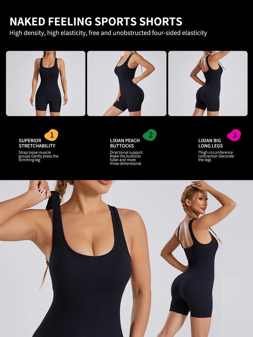 Women's sexy threaded yoga suit jumpsuit sleeveless high elasticity