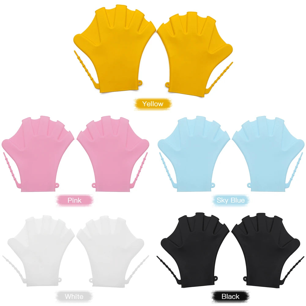 Child Adult Swimming Gloves Webbed Fitness Water Resistance Training Gloves Silicon Swimming Diving Glove Swim Training Mittens