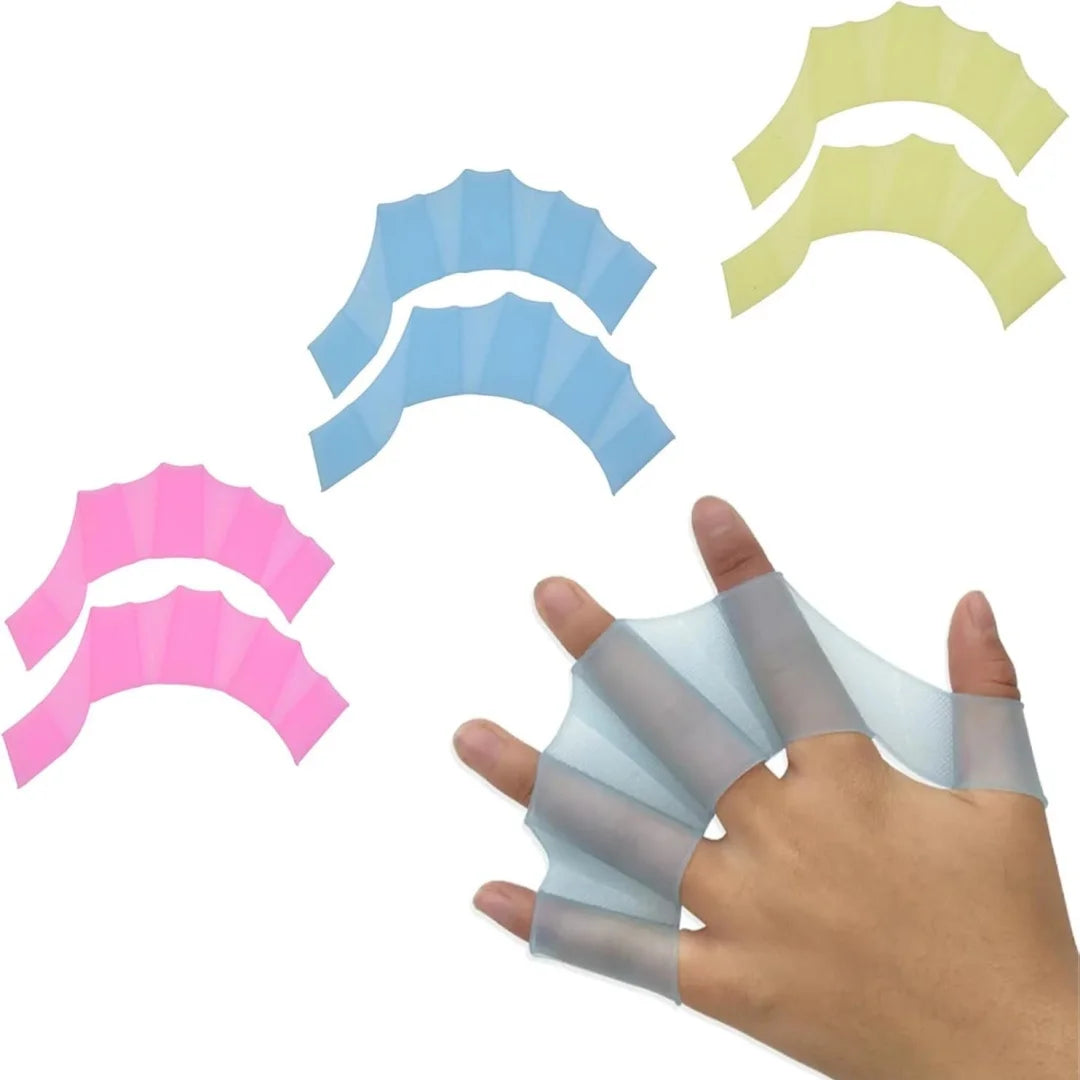 1 Pair Silicone Swimming Gloves Swim Fins Hand Webbed Palm Finger Frog Type Webbed Aquatic Training Water Resistance Fitness