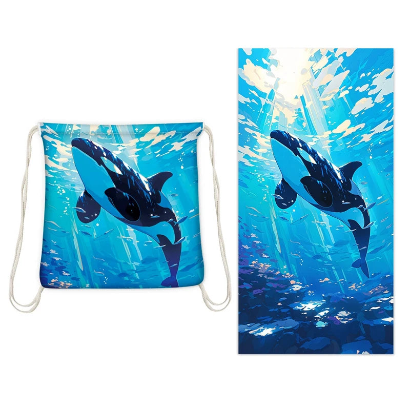 Large Microfiber Lightweight Beach Towel Portable Storage Backpack Sports and Fitness Printed Towel Bath Toweldropshipping drops