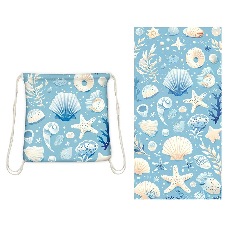 Large Microfiber Lightweight Beach Towel Portable Storage Backpack Sports and Fitness Printed Towel Bath Toweldropshipping drops