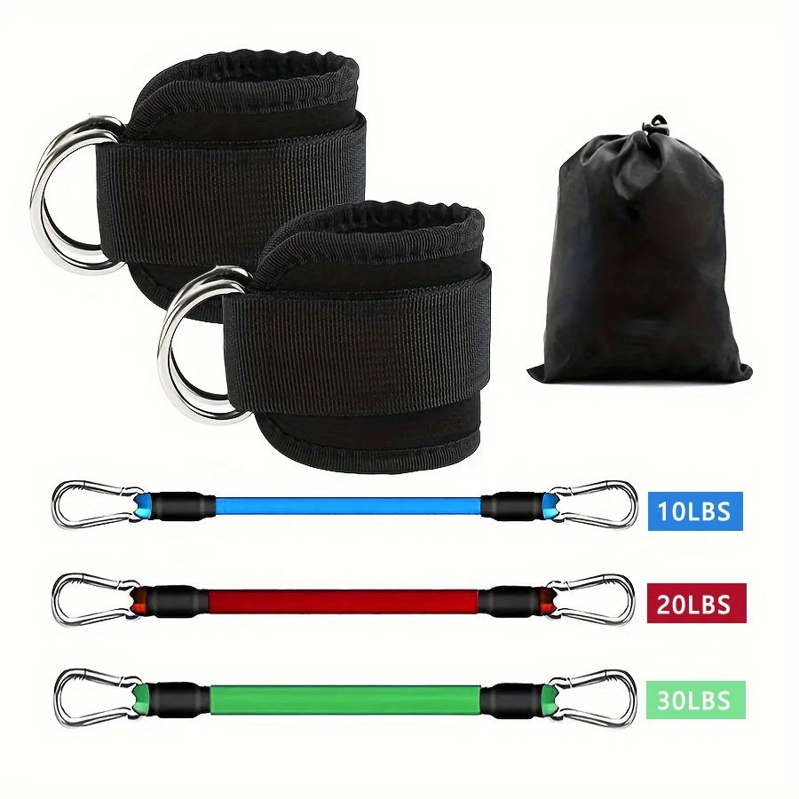 5Pcs Ankle Resistance Bands,Ankle Resistance Bands with Ankle Straps,Fitness Tension Rope,For Leg&Hip Training,Muscle Building,Yoga,Pilates Training