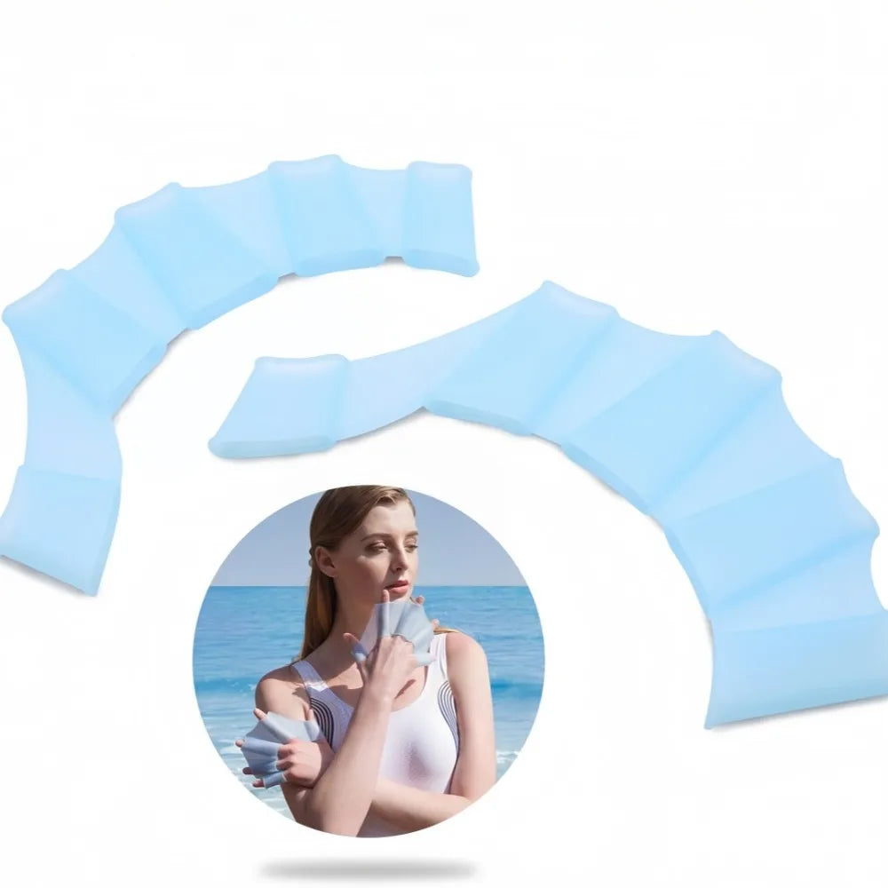 1 Pair Silicone Swimming Gloves Swim Fins Hand Webbed Palm Finger Frog Type Webbed Aquatic Training Water Resistance Fitness