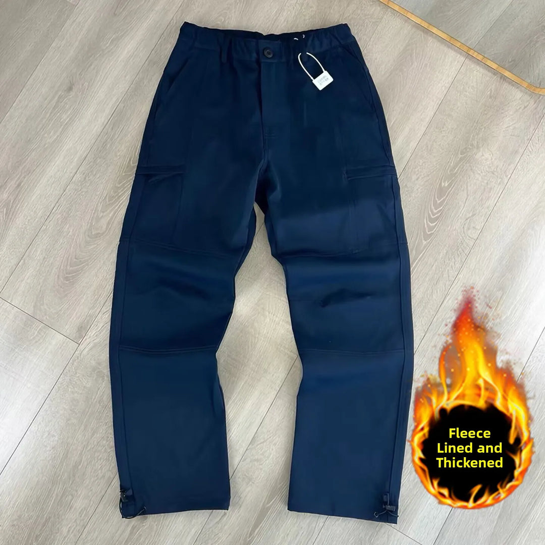 Outdoor Workwear Pants Men's Loose Fleece Lined Thick Soft  Hiking Mountain Climbing Windproof Waterproof Jacket Pants