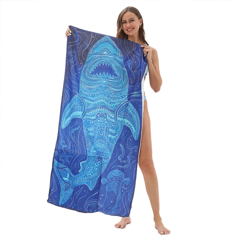 Large Microfiber Lightweight Beach Towel Portable Storage Backpack Sports and Fitness Printed Towel Bath Toweldropshipping drops
