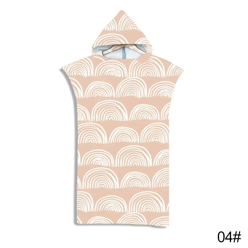 Microfiber Fabric Printed Hooded Beach Towel For Adults Quick Dry Swimming Pool Poncho Bath Towel With Cloak Bathrobe Fitness