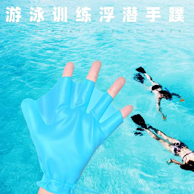 Child Adult Swimming Gloves Webbed Fitness Water Resistance Training Gloves Silicon Swimming Diving Glove Swim Training Mittens