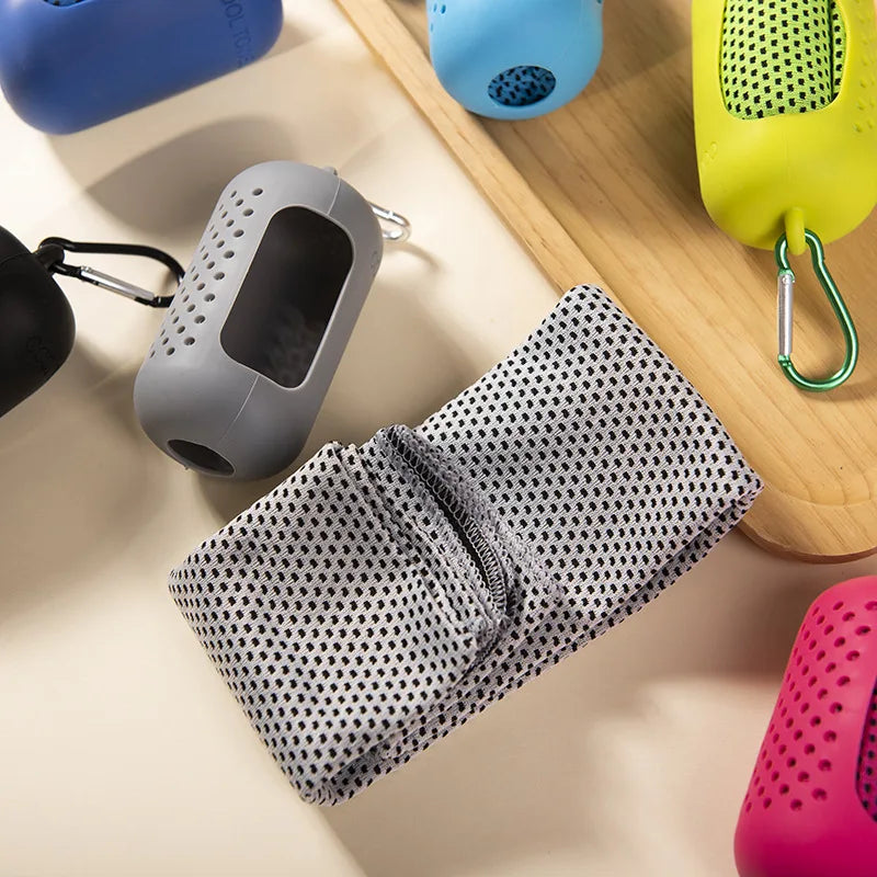 Portable Mini Silicone Set Cold Towel Outdoor Cooling Towel Heat Dissipation Sweat Absorption Quick-drying Fitness Hair