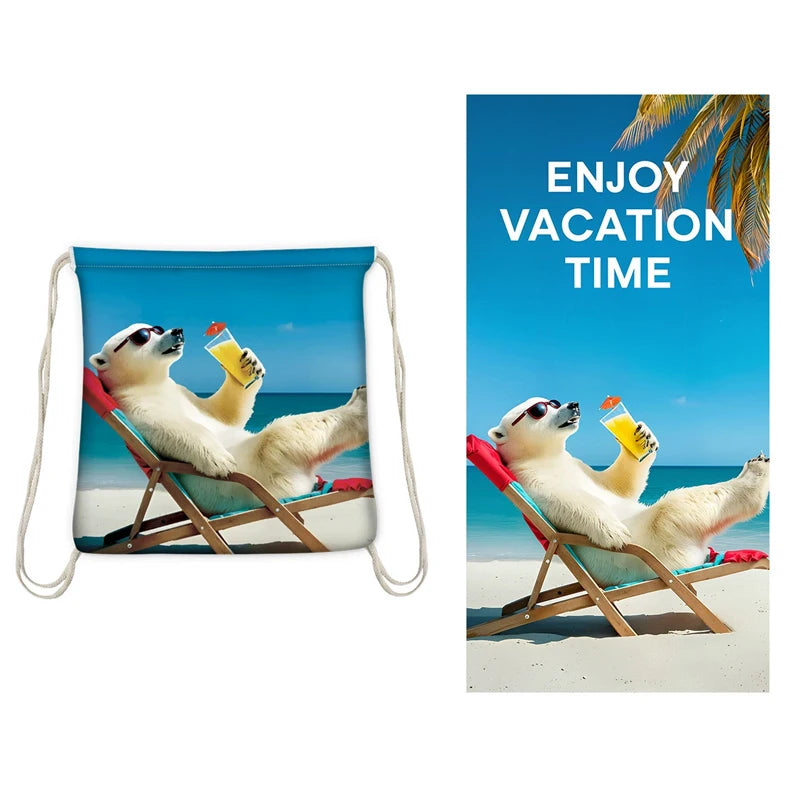 Large Microfiber Lightweight Beach Towel Portable Storage Backpack Sports and Fitness Printed Towel Bath Toweldropshipping drops