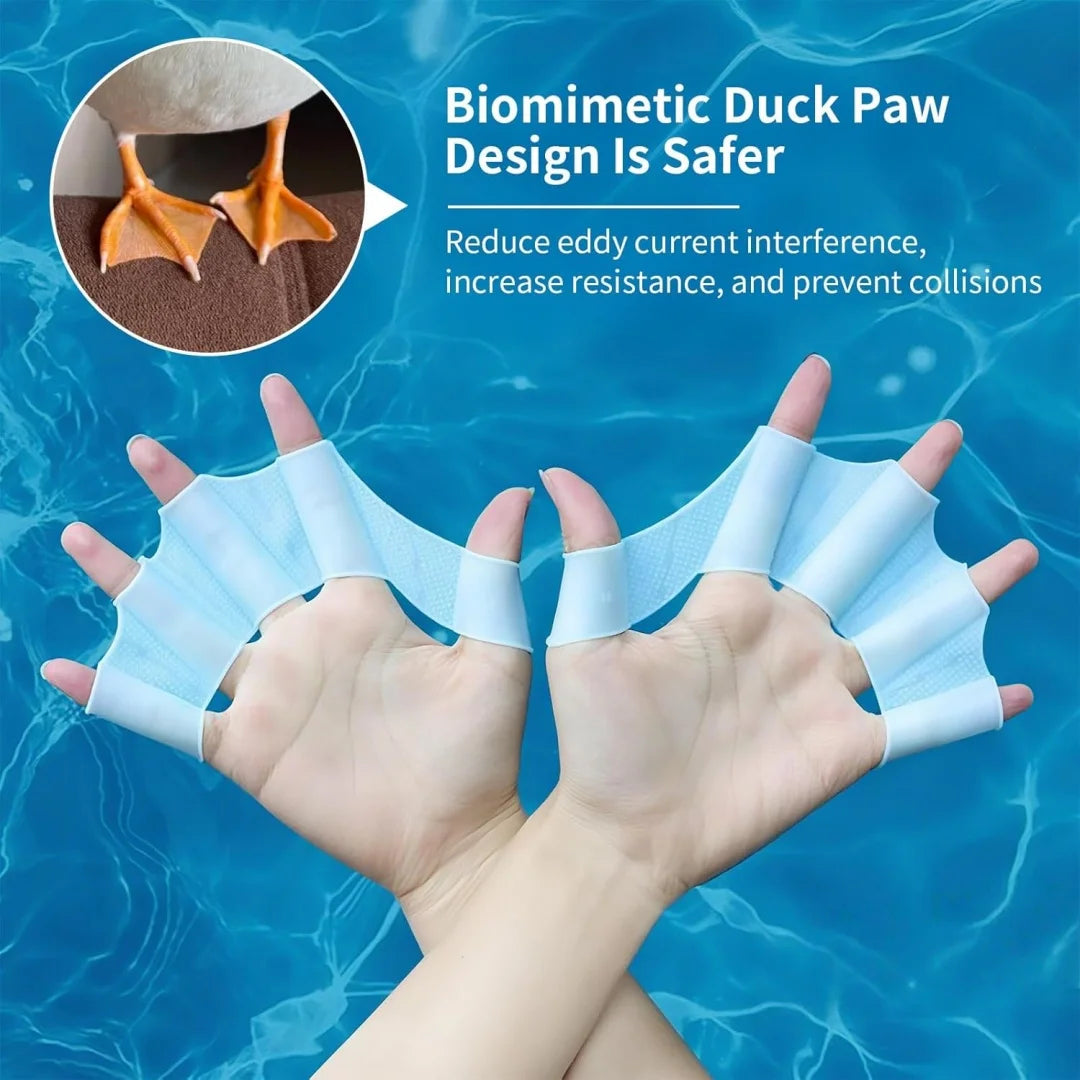 1 Pair Silicone Swimming Gloves Swim Fins Hand Webbed Palm Finger Frog Type Webbed Aquatic Training Water Resistance Fitness