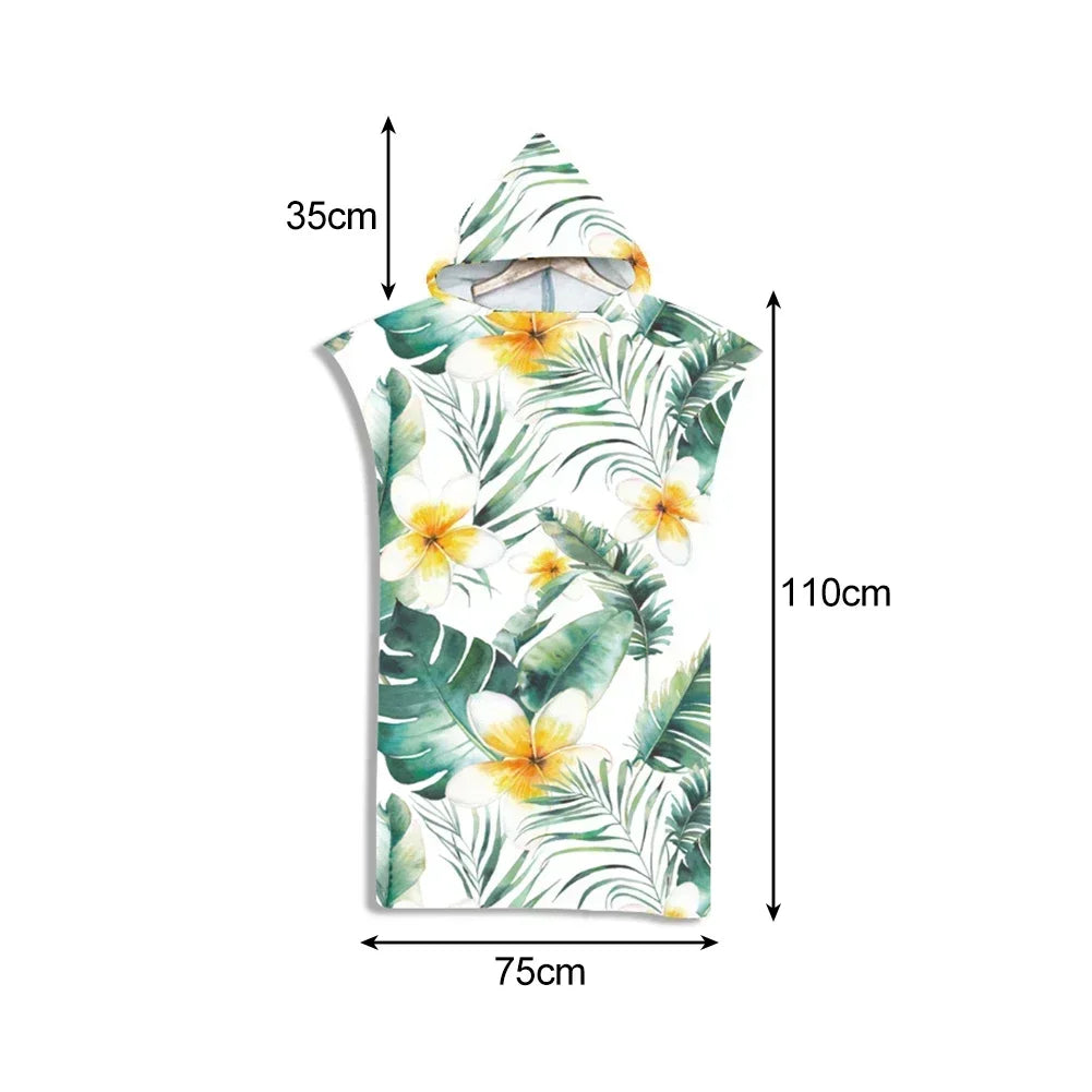 Microfiber Fabric Printed Hooded Beach Towel For Adults Quick Dry Swimming Pool Poncho Bath Towel With Cloak Bathrobe Fitness