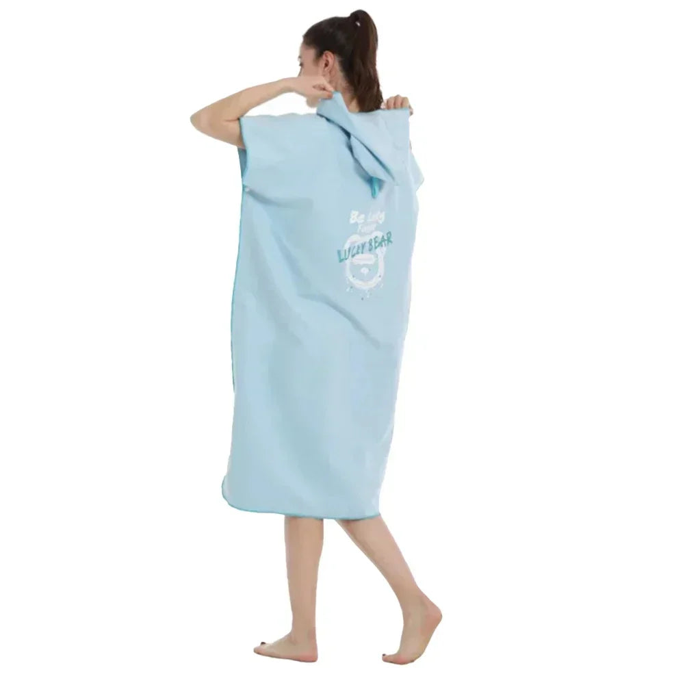 Microfiber Fabric Printed Hooded Beach Towel For Adults Quick Dry Swimming Pool Poncho Bath Towel With Cloak Bathrobe Fitness