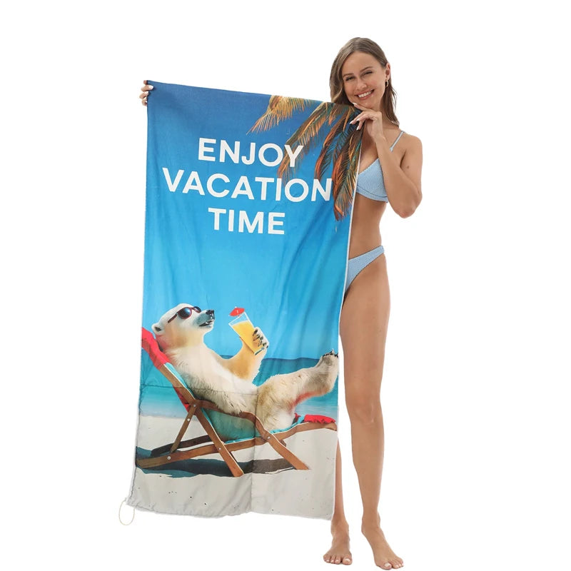 Large Microfiber Lightweight Beach Towel Portable Storage Backpack Sports and Fitness Printed Towel Bath Toweldropshipping drops