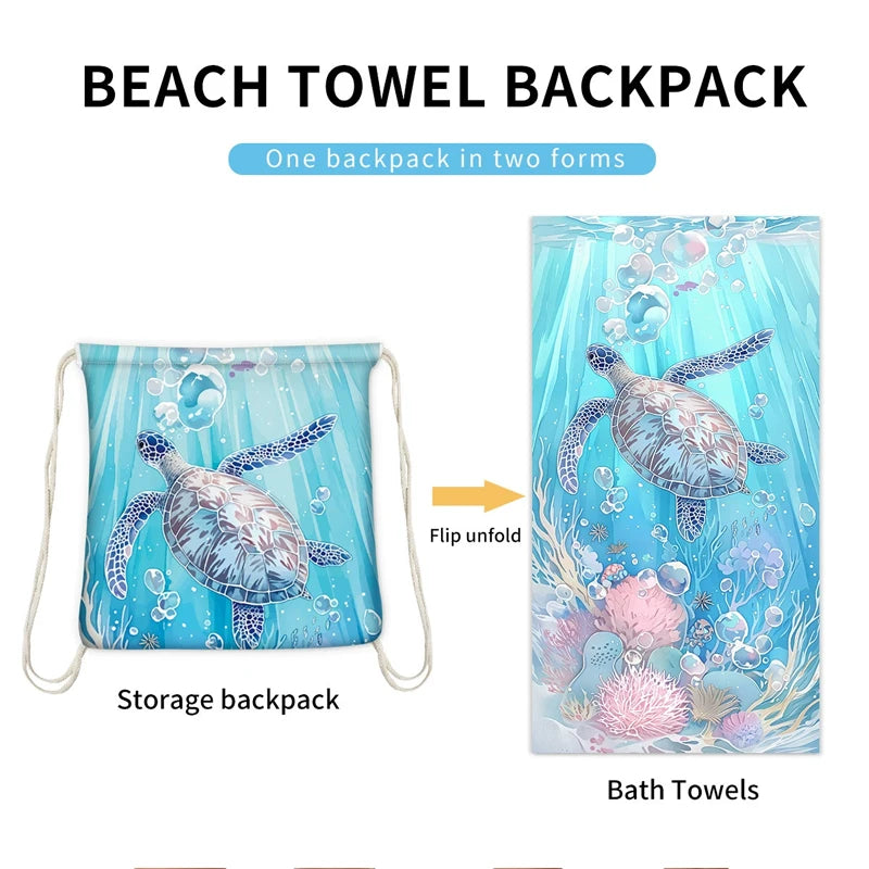 Large Microfiber Lightweight Beach Towel Portable Storage Backpack Sports and Fitness Printed Towel Bath Toweldropshipping drops