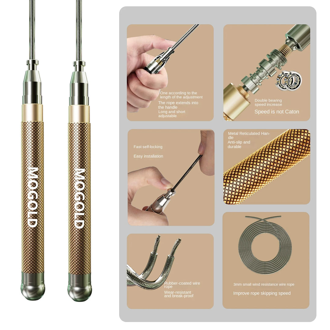 Aluminum Alloy Skipping Rope, Double Bearing Design, Adjustable Rope Length, Aerobic Fitness Equipment, Home Exercise General