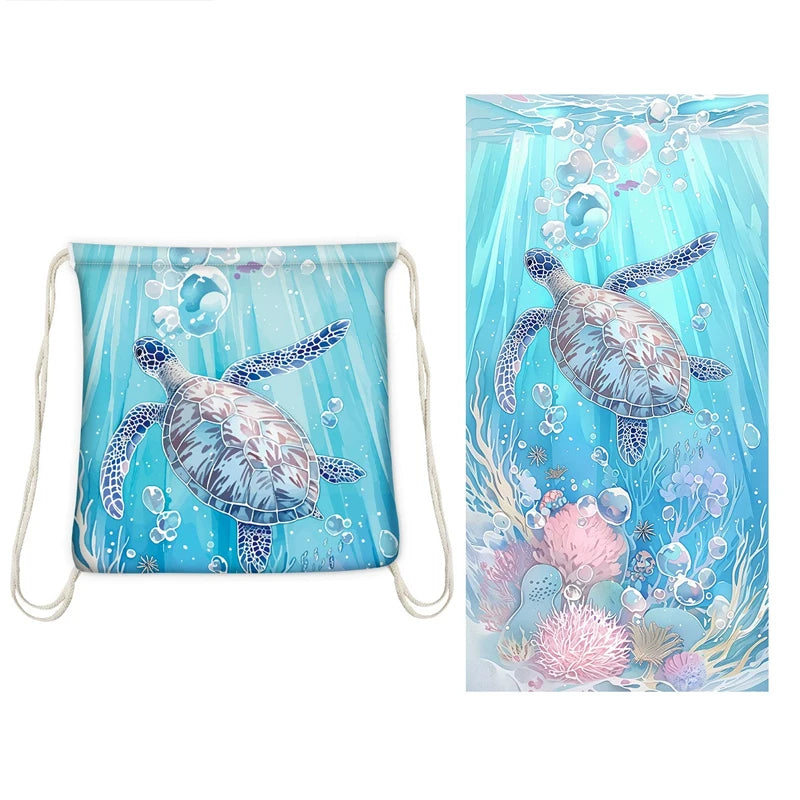 Large Microfiber Lightweight Beach Towel Portable Storage Backpack Sports and Fitness Printed Towel Bath Toweldropshipping drops