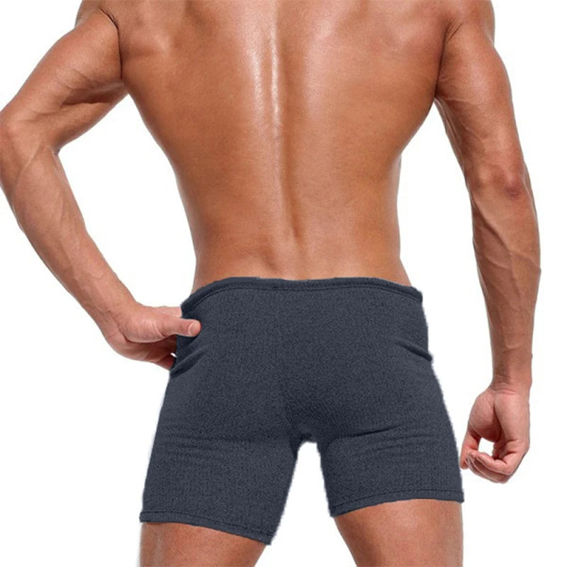 Summer Men's Casual Breathable Drawstring Shorts Solid-color Swimwear for Running Sports Surfing Beach And Vacation