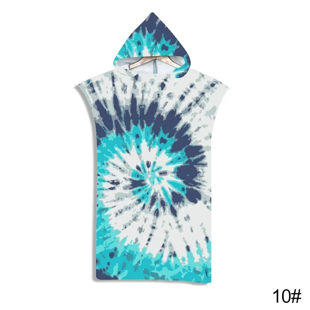 Microfiber Fabric Printed Hooded Beach Towel For Adults Quick Dry Swimming Pool Poncho Bath Towel With Cloak Bathrobe Fitness