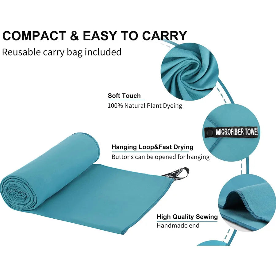 Microfiber Towel 1PC-Quick Dry Super Absorbent&Ultralight for Gym,Swim,Yoga Beach,Camping-Portable Fitness&Pool Accessories